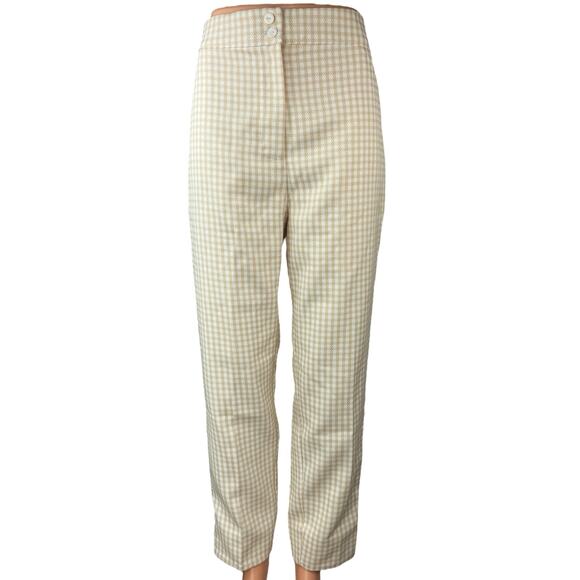 NEW Song of Style Yellow White Gingham High Rise Wide Leg Casual Pants Size L - Picture 1 of 6